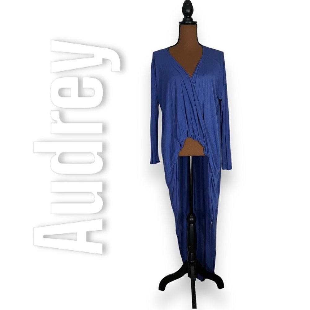 Audrey, Boutique Twist Wrap Front Long Hi-Lo Tunic, Women’s Small